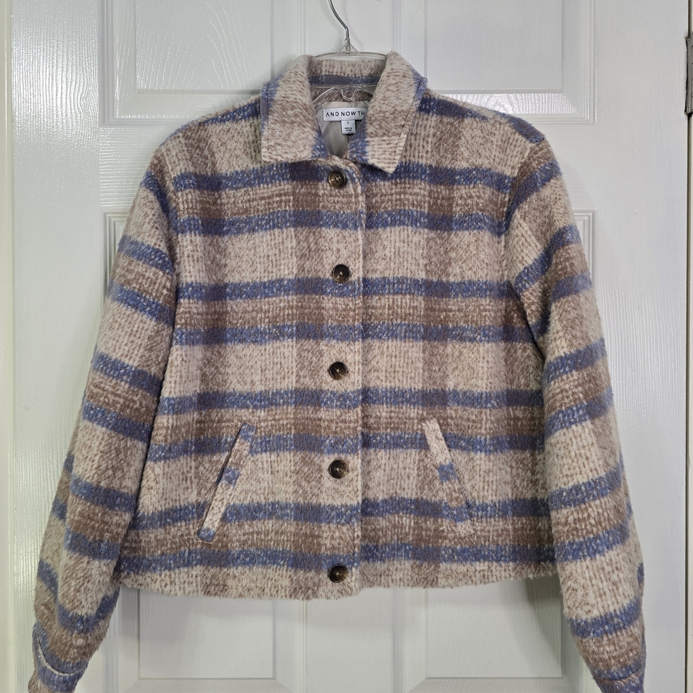 Tan and Blue Plaid Women's Jacket